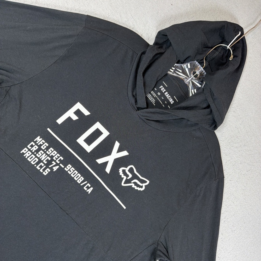 Fox Racing Non Stop Pull Over Shirt Hoodie Black Size Medium Light Weight